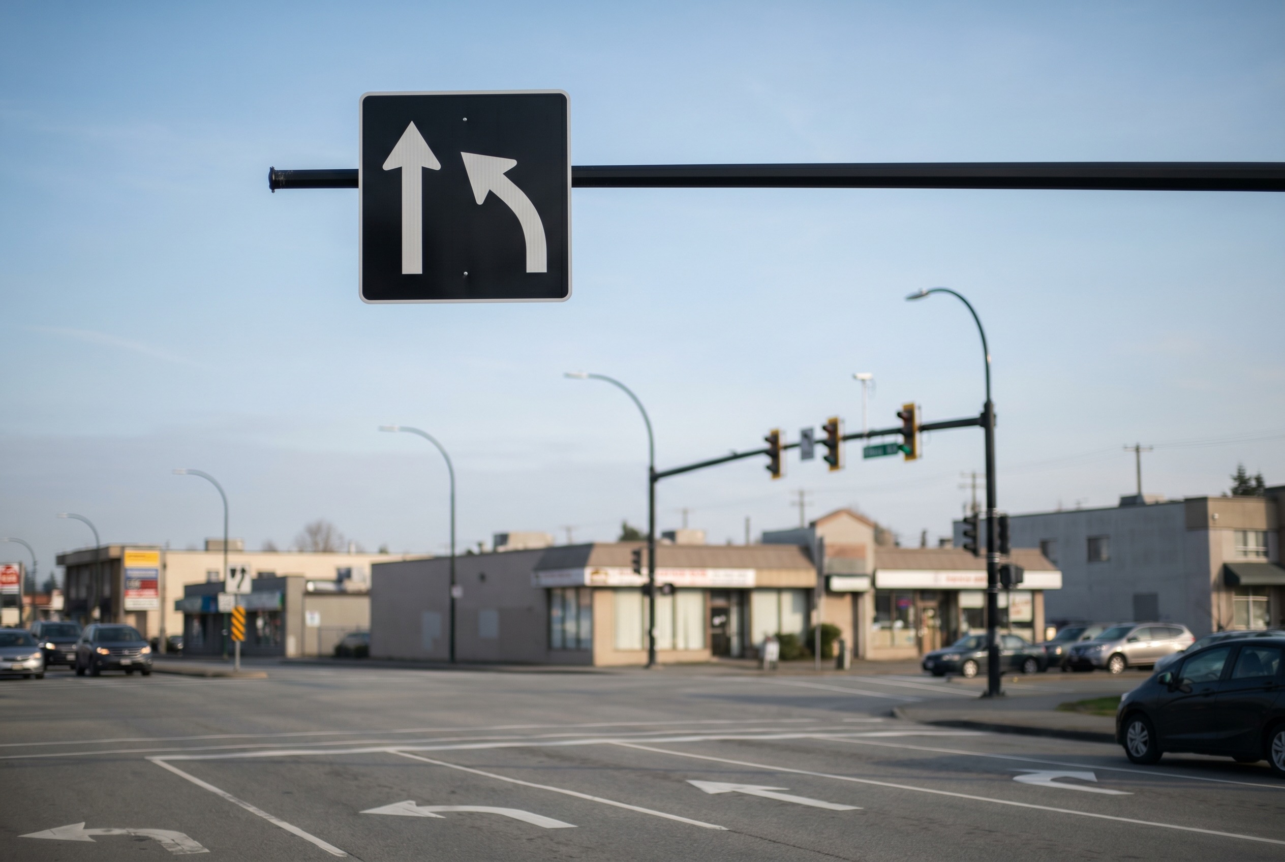 A road marking says vehicles in this lane may go straight or turn left. What may you do from that lane?