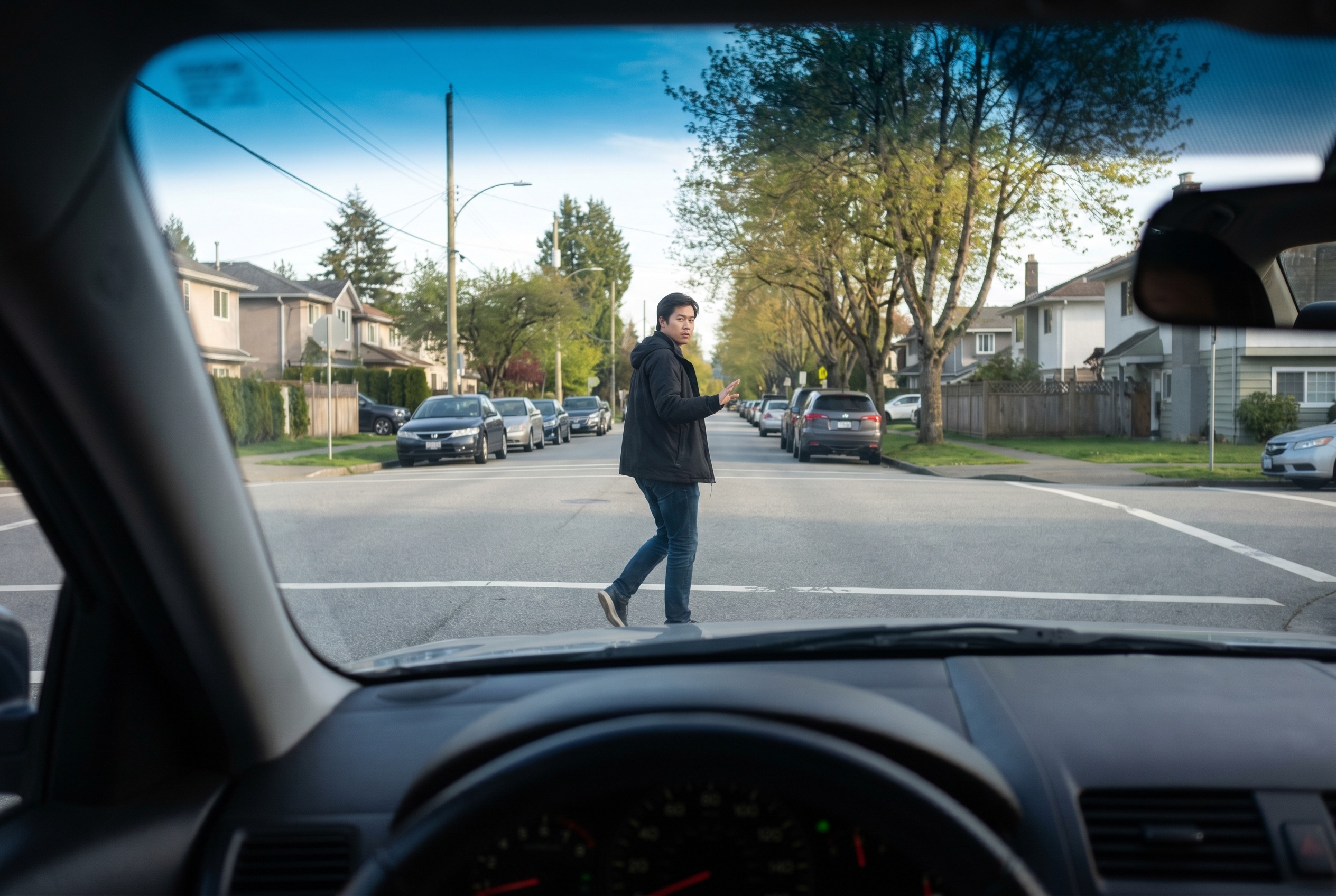 You see a pedestrian stepping back from the curb after starting to cross. What should you expect?