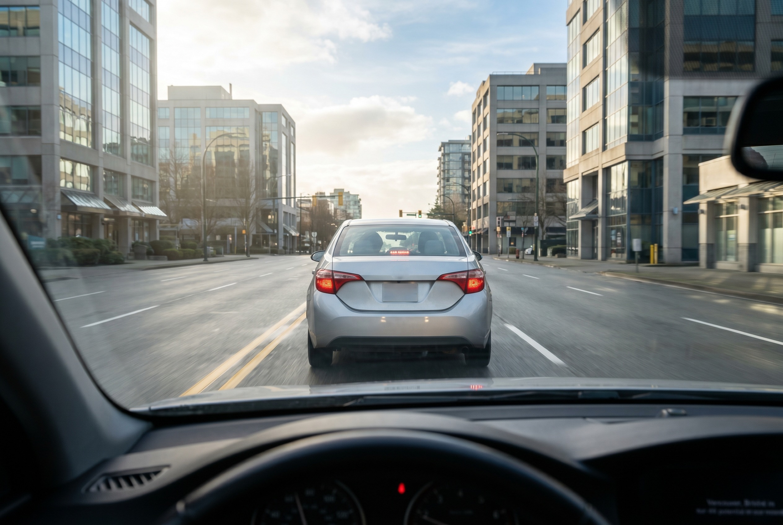 You see a driver ahead repeatedly checking mirrors and slowing slightly. What might this indicate?