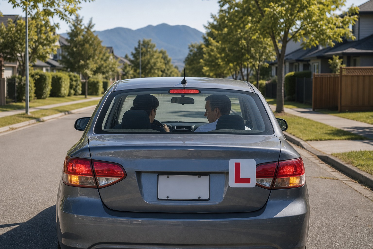 In the image, a learner driver is driving with an L sign displayed on the rear of the vehicle. What must also be true?
