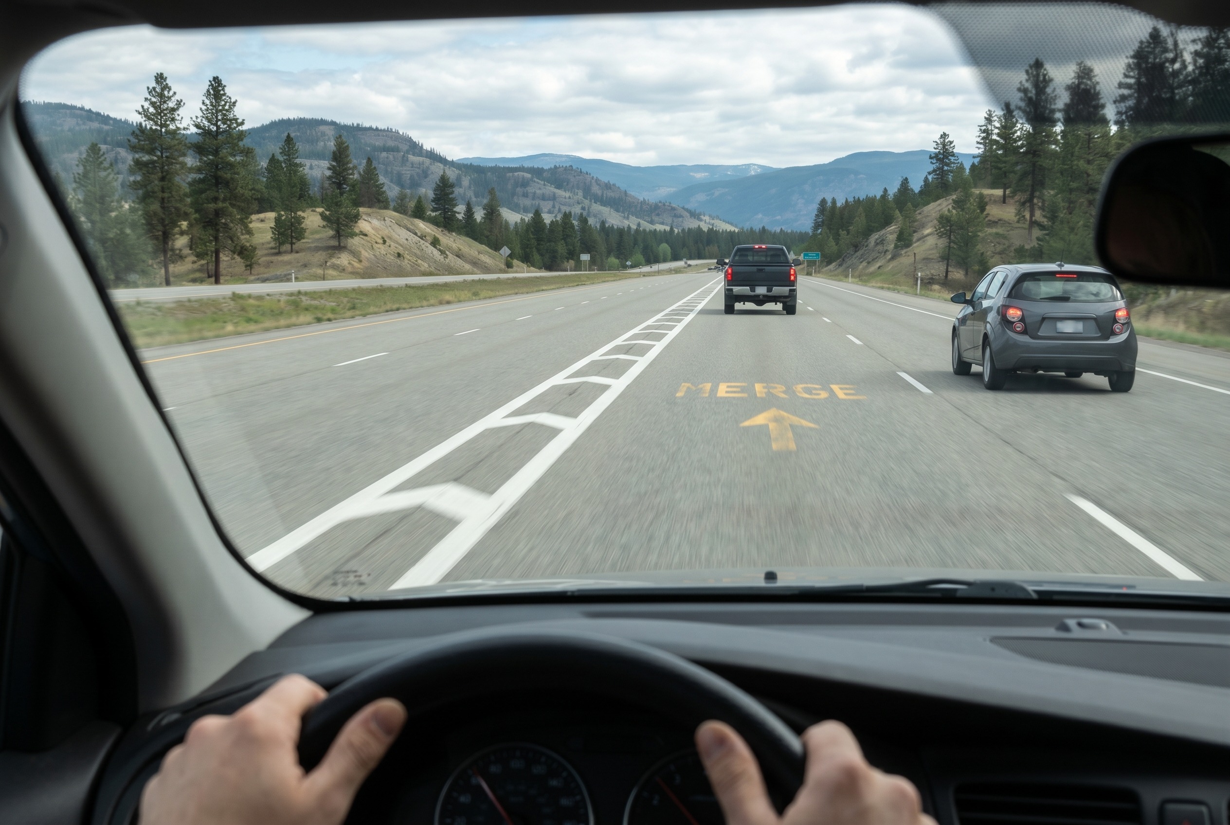 A passing lane is about to end and vehicles in both lanes must merge before it ends. What should you avoid doing?