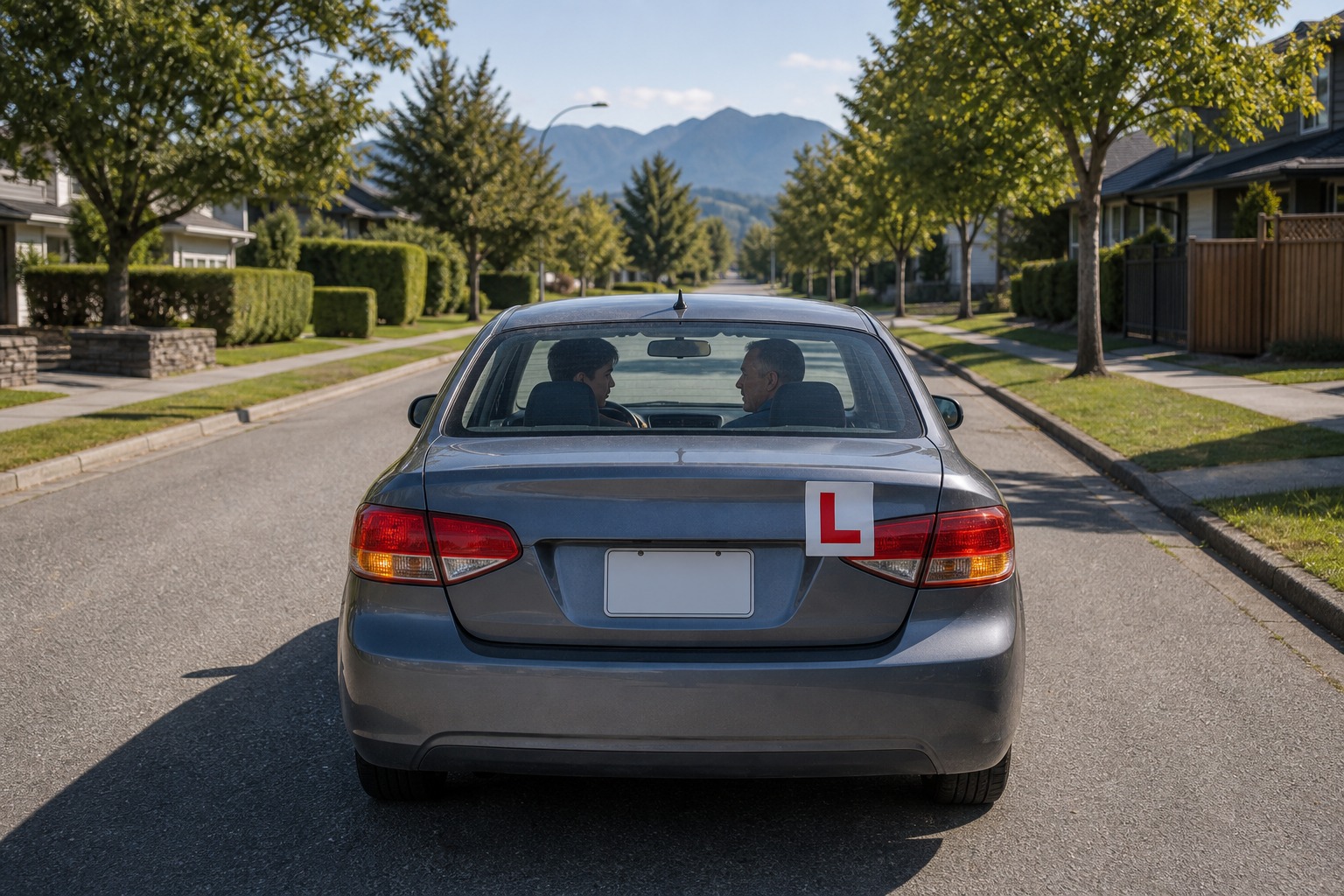 In the image, a learner driver has an L sign on the rear of the vehicle. Which restriction must also be followed?