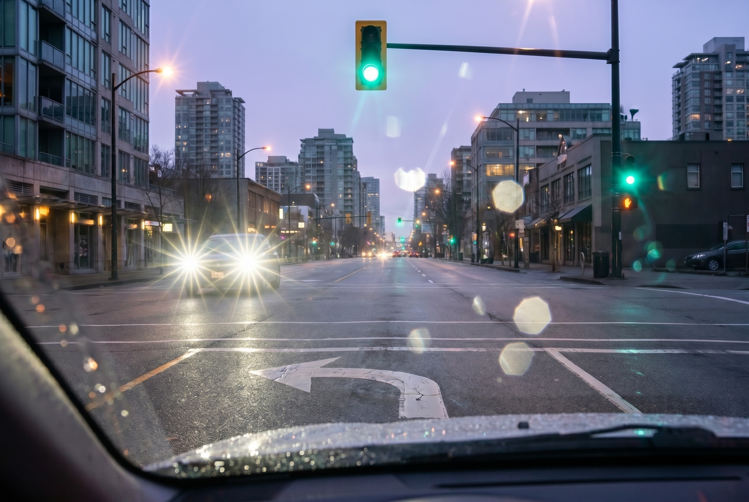 You are turning left at a green light. An oncoming driver flashes their headlights at you. What should you do?