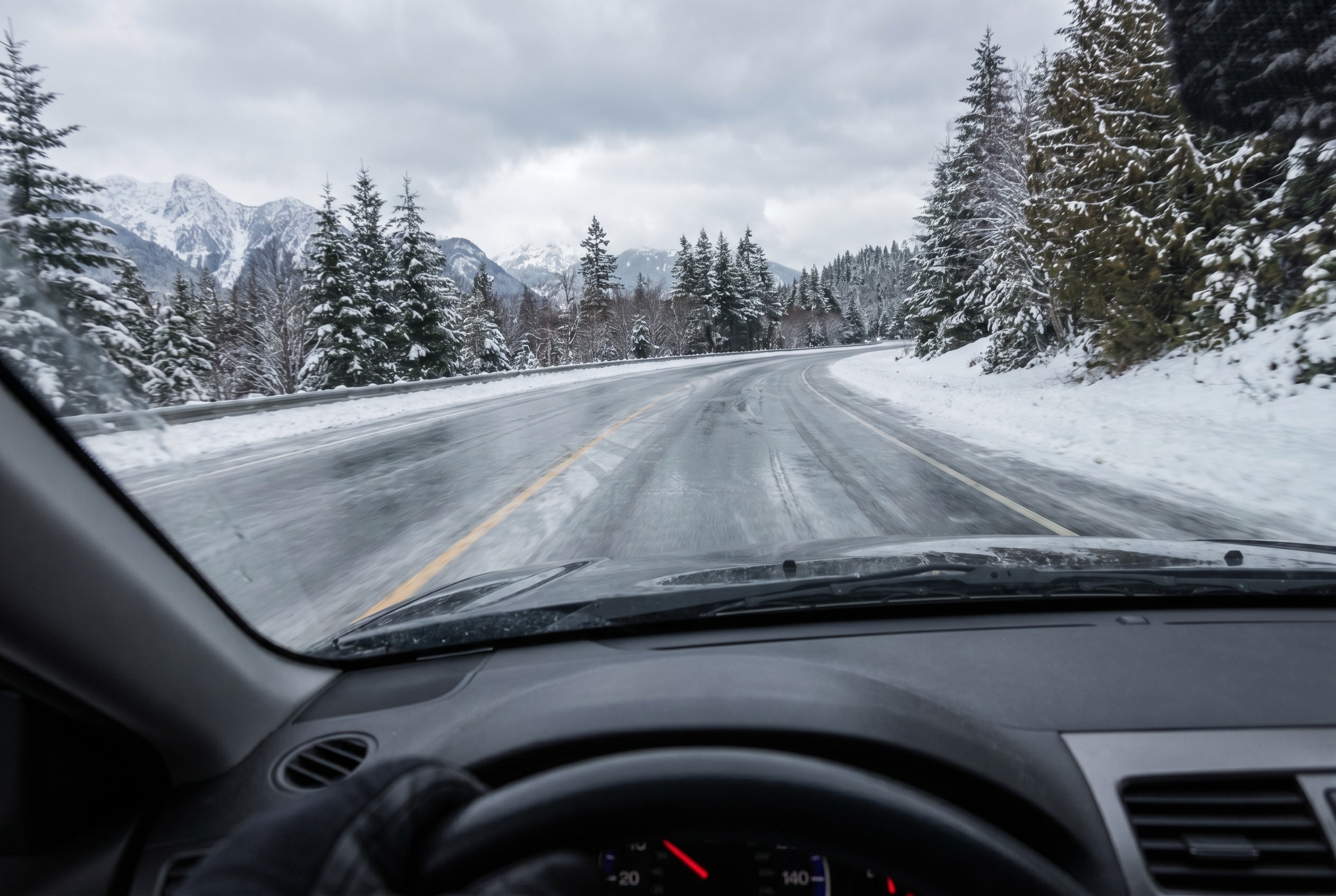 You are driving on ice and lose steering control. What should you do?