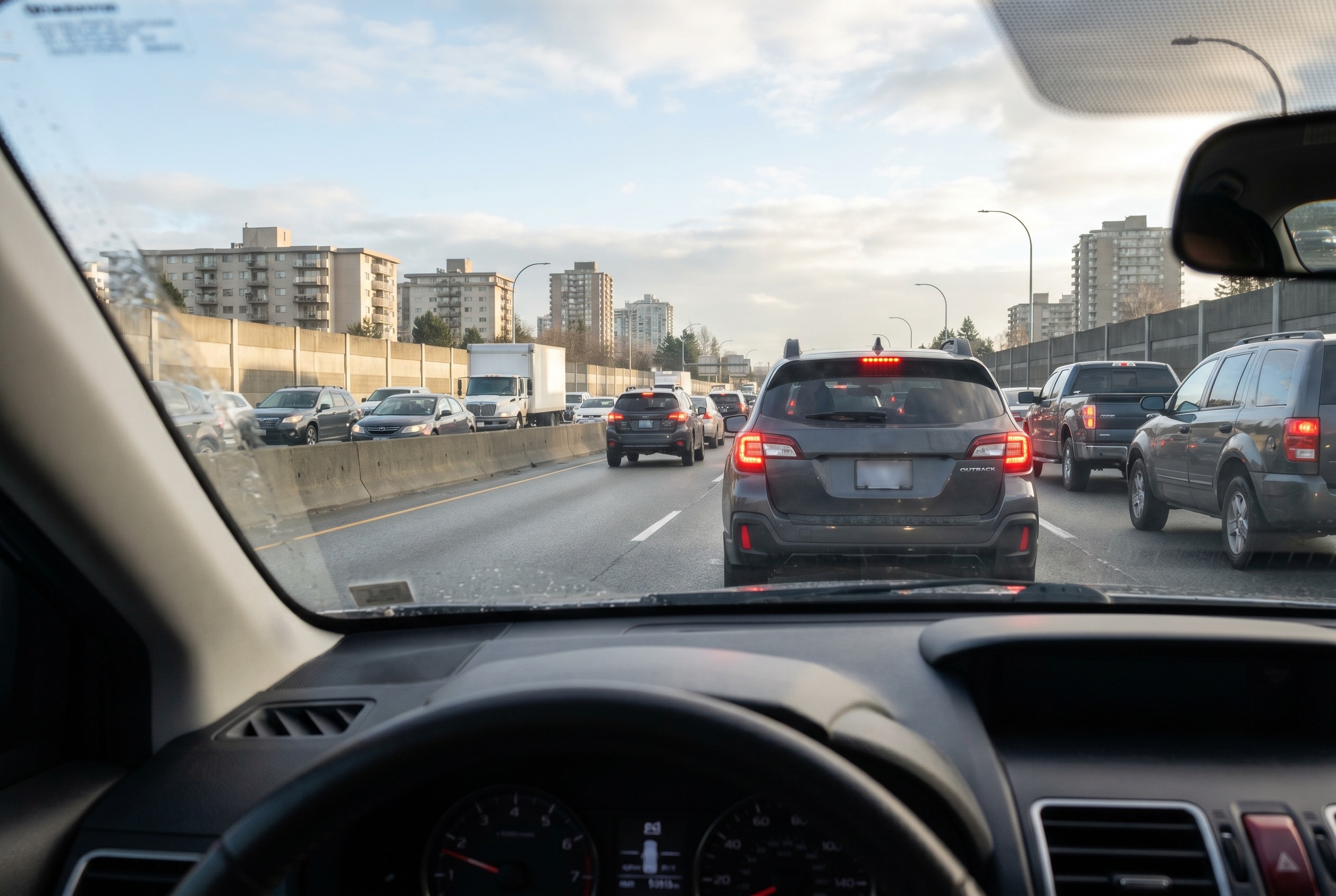 You are in slow traffic and notice vehicles ahead braking frequently. What should you do?