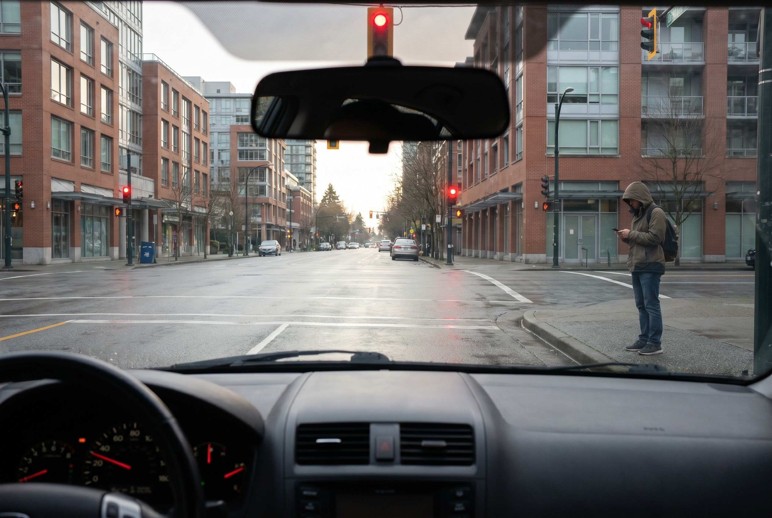 You are turning right on red and see a pedestrian looking away from traffic. What should you do?