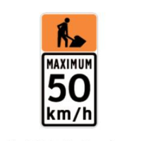 Construction Speed Limit road sign in BC