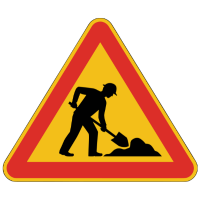 Road Work Ahead road sign in BC