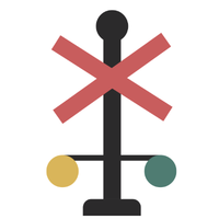 Railway Crossing road sign in BC