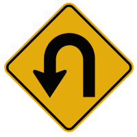 Sharp Curve road sign in BC