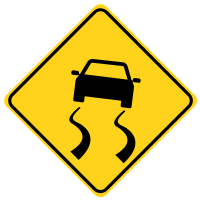 Slippery When Wet road sign in BC